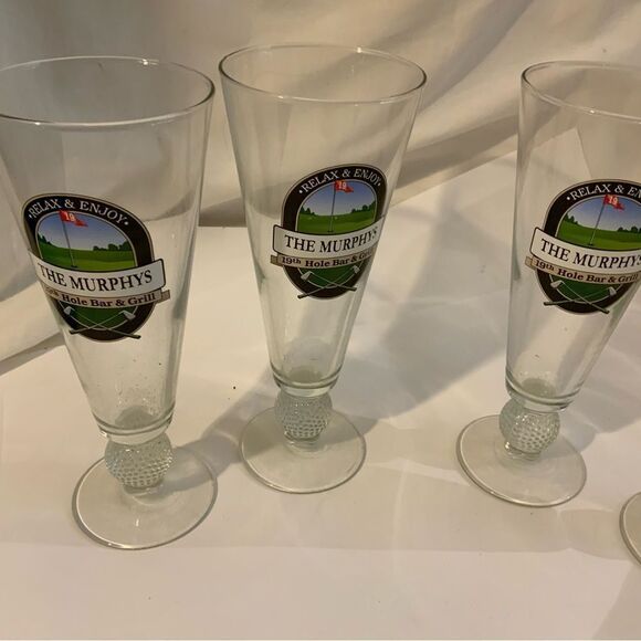 Murphy's Golf Glass Set 19th hole bar & grill relax and enjoy set of 4 - Picture 3 of 9